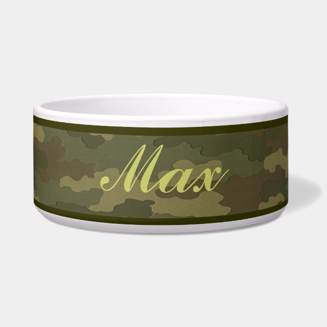 Tigela Pet Bowl da Camuflagem Escura Personalizada (Frente)