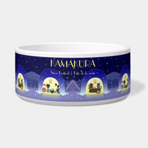 Tigela Pet Bowl da Celebração de Neve de Edo-Neko
