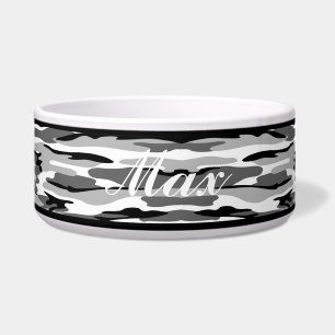 Tigela Pet Bowl da Cinza Personalizada e Camuflagem Negra