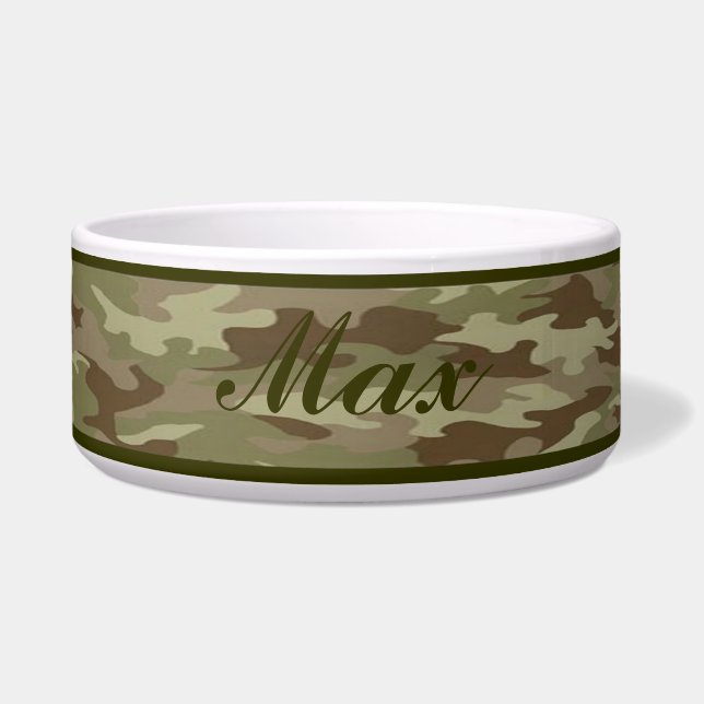 Tigela Pet Bowl de Camuflagem Personalizada (Frente)