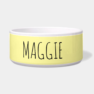 Tigela Pet Bowl de Cerâmica Amarelo-Clara Personalizada