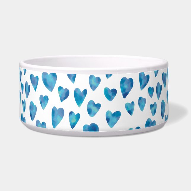 Tigela Pet Bowl de Coração Branco e Azul (Frente)