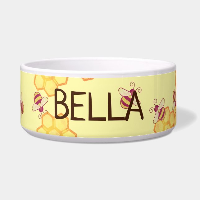 Tigela Pet Bowl, de Honeycomb Amarelo, doce (Frente)