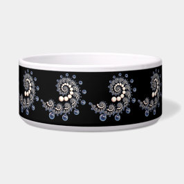 Tigela Pet Bowl, de marfim e pérolas azuis