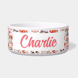 Tigela Pet Bowl de Nome Personalizado com Decor de Padrão