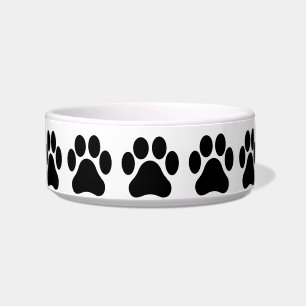 Tigela Pet Bowl de padrão de impressão de tela branca e p