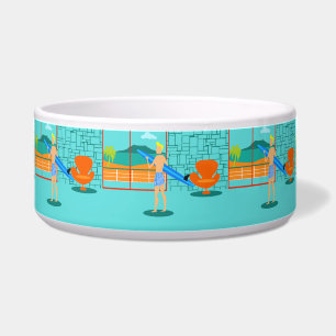 Tigela Pet Bowl de Pet Cerâmica com Surfer Duo Retroativo
