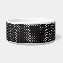 Pet Bowl de Polkadot Preto e Branco Personalizável