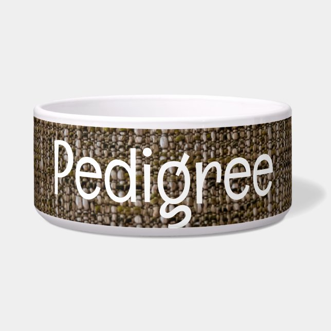 Tigela Pet Bowl de Têxtil Castanho com Texto PEDIGREE (Frente)