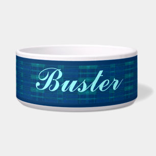 Tigela Pet Bowl de Xadrez Azul Personalizado