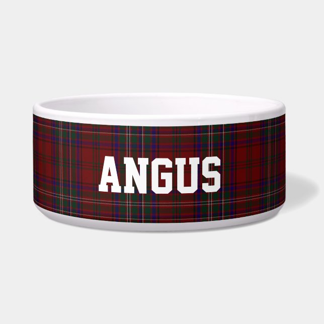 Tigela Pet Bowl de Xadrez Personalizada de Tartan Clan Ma (Frente)