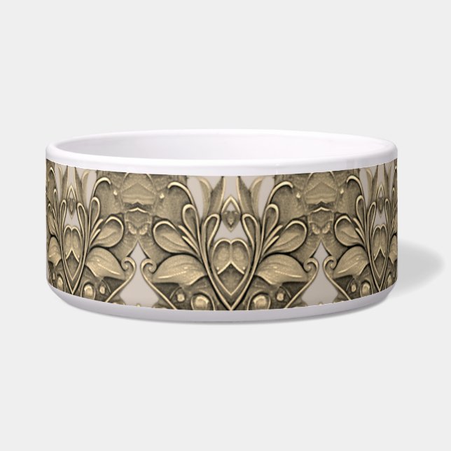 Tigela Pet Bowl, Decorativa Cerâmica Moderna Dourada Eleg (Frente)