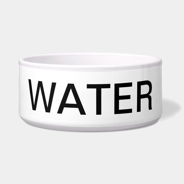 Tigela Pet Bowl, Design de texto "Água" (Frente)
