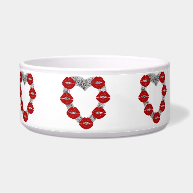 Tigela Pet Bowl Diamond Com Beijos (Esquerda)