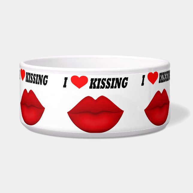Tigela Pet Bowl Eu Adoro Beijar (Frente)