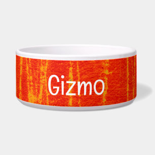 Tigela Pet Bowl Grunge Vermelho-Laranja com Texto GIZMO
