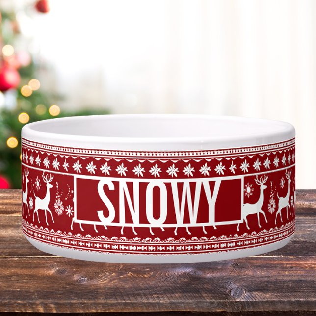 Tigela Pet Bowl Inspirado pelo Sweater de Natal (Ugly christmas sweater custom pet bowl)