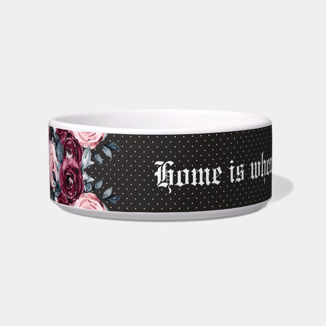 Tigela Pet Bowl Medium Romântico do buquê Gótico (Esquerda)