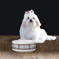 Pet Bowl Monograma Elegante com Flores de Magnolia