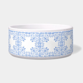 Tigela Pet Bowl ornamentado Azul e Branco