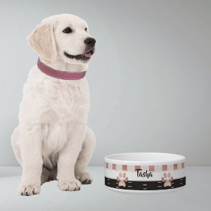 Tigela Pet Bowl Personalizada para o Elegante Rosa Dourad