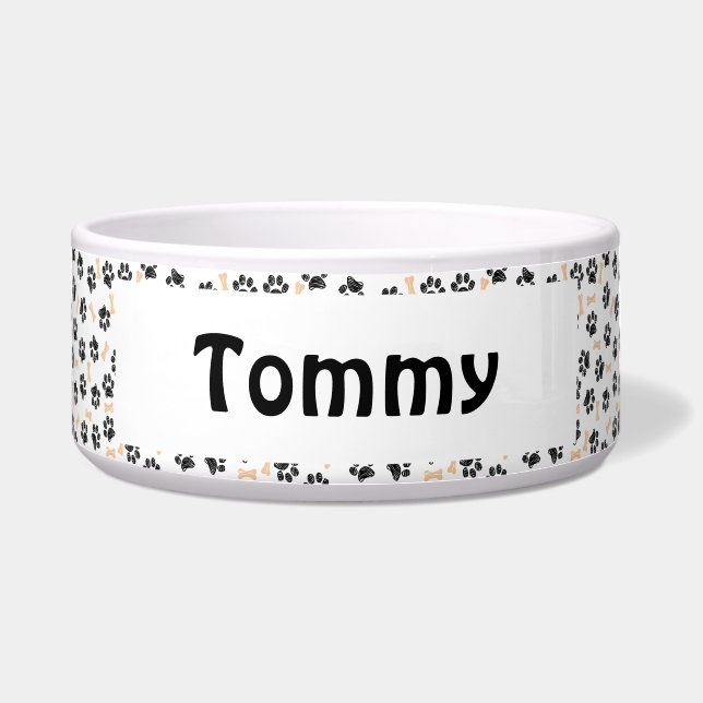 Tigela Pet Bowl personalizado com nome - Impressões de pa (Frente)
