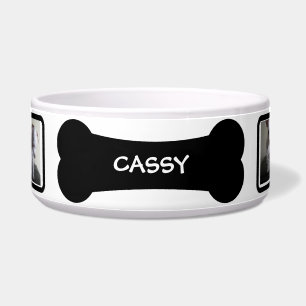 Tigela Pet Bowl Personalizado de Bone de Cão Negro