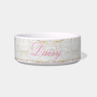 Tigela Pet Bowl Personalizado de Marble Dourado
