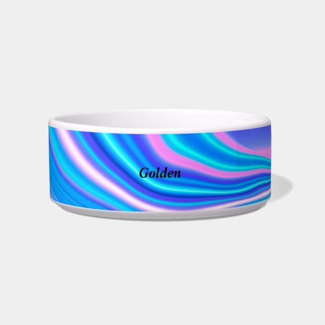 Tigela Pet Bowl personalizável de Abstrato azul cerâmica (Frente)