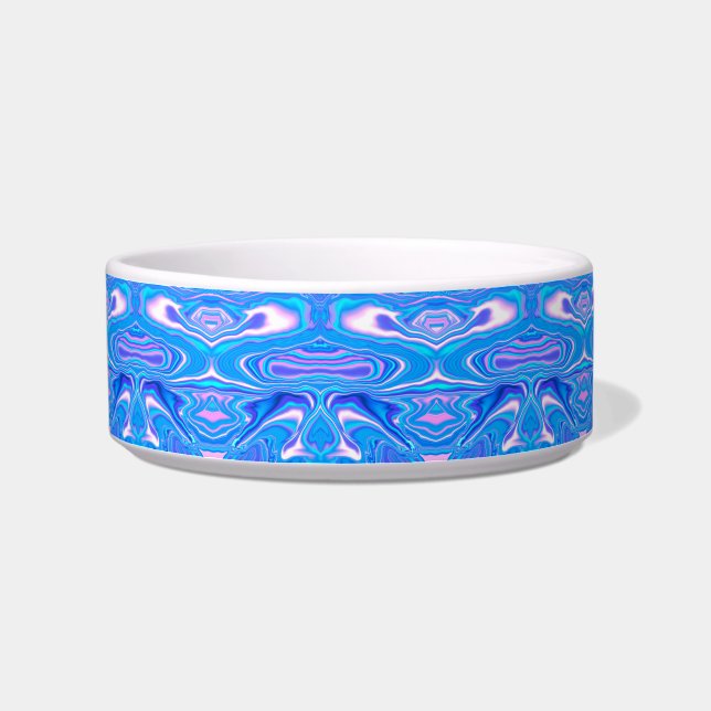 Tigela Pet Bowl personalizável de Abstrato azul cerâmica (Esquerda)