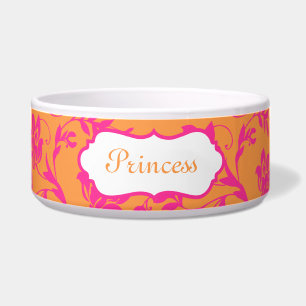 Tigela Pet Bowl - Pet Bowl Floral Cor-de-Rosa e Laranja -