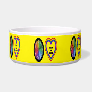 Tigela Pet Bowl Rainbow Clock & Heart Time To Love