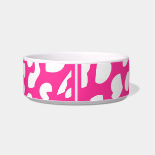 Tigela Pet Bowl, rosa-quente e leopardo branco