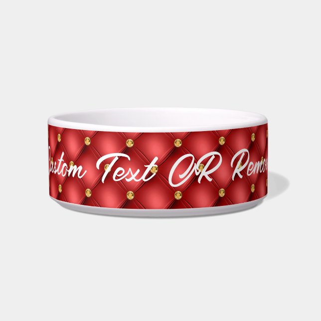 Tigela Pet Bowl vermelho e Dourado com texto personalizad (Frente)