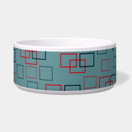 Tigela Pet Bowl, Vermelho e Teal Quadrados