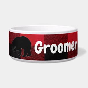 Tigela Pet Bowls Personalizado Baco de Urso Xadrez Vermel