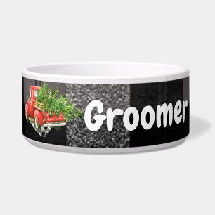Tigela Pet Bowls Personalizado Xadrez De Caminhão XMAS B