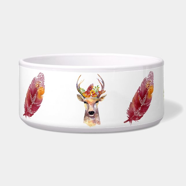 Tigela Pet Bowls Personalizados Boho cervo Buck Head Brow (Frente)