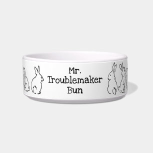Tigela Pet Bunny Rabbit Preto e Branco Personaliza