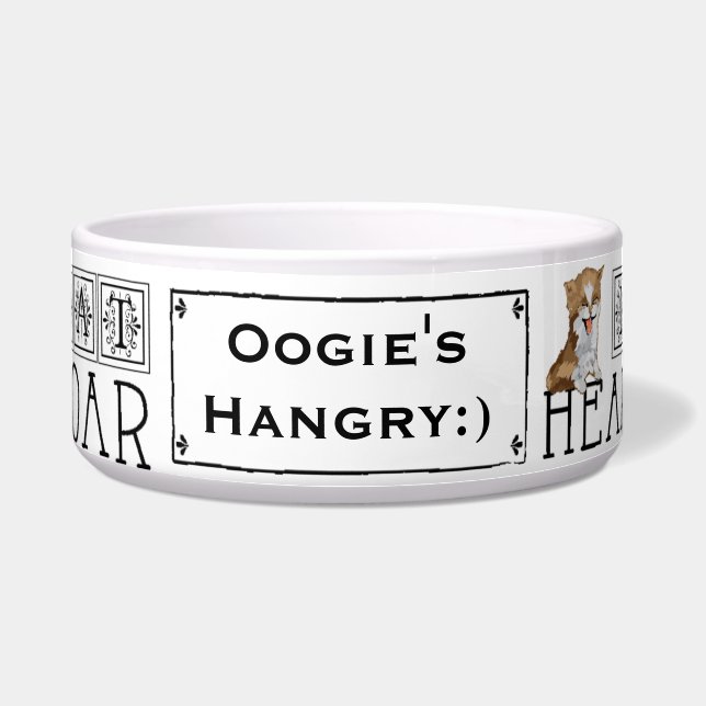 Tigela Pet CAT Bowl Grande "I AM CAT Heat me ROAR" (Frente)