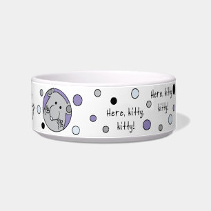 Tigela Pet CAT Medium Blue Pet Bowl "Aqui, Gatinho, Gatin