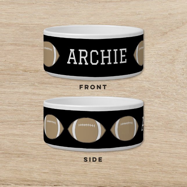 Tigela Pet de Gato Dourado Negro de Futebol (Criador carregado)