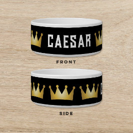 Tigela Pet de Gato Dourado Preto-Coroa