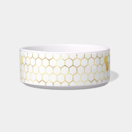 Tigela Pet de Honeycomb Dourado na moda branco