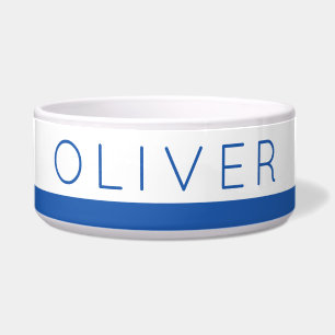 Tigela Pet de Nome Personalizado de Limite de Faixa Azul