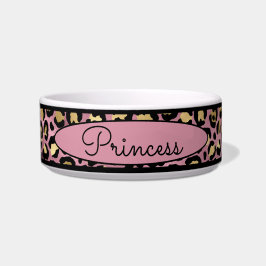 Tigela Pet De Pele-Leopardo Rosa-Chic Pet