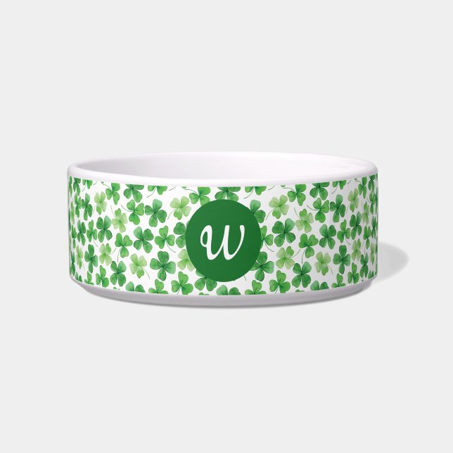 Tigela Pet de Vestuário Verde do Shamrock Personalizado (Frente)