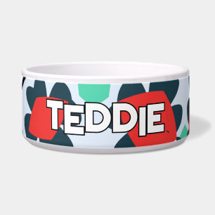 Tigela Pet Floral Vermelho e Teal