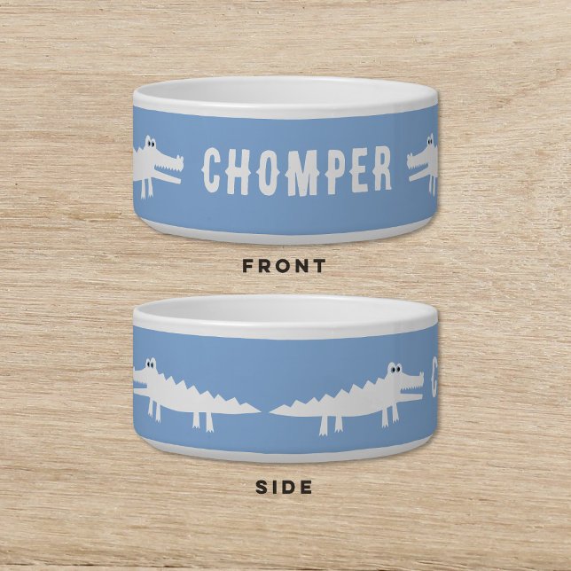 Tigela Pet Gato Azul de Alligador Branco (Criador carregado)