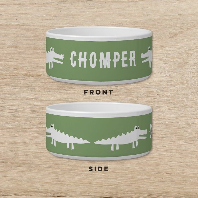 Tigela Pet Gato Verde de Alligador Branco (Criador carregado)